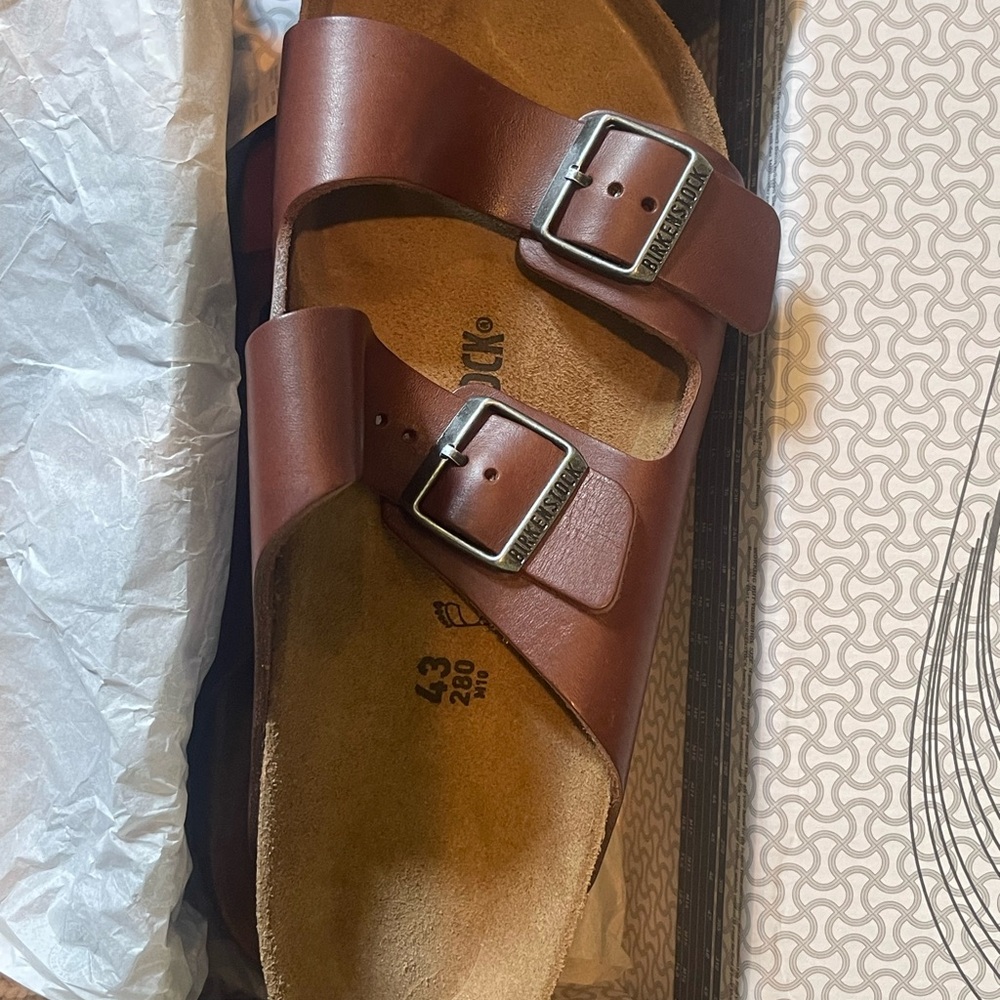 New Birkenstock Arizona Grip double strap vintage wood roast - Picture 2 of 5